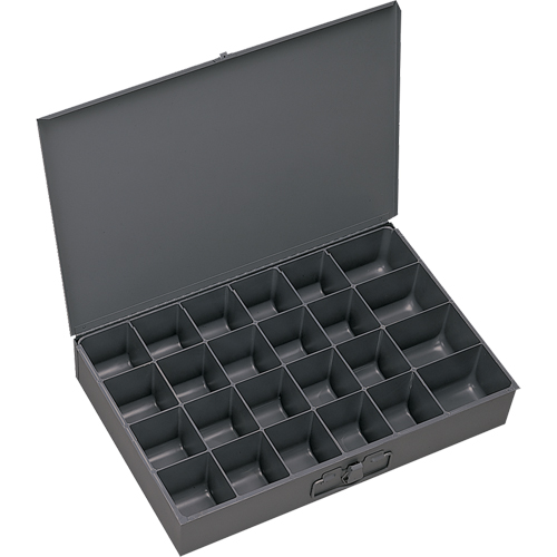 Boîtes &agrave; fond courb&eacute;, Acier, 24 compartiments, 13-3/8" la x 9-1/4" p, 2" h, Gris Les Fournitures Industrielles Méga