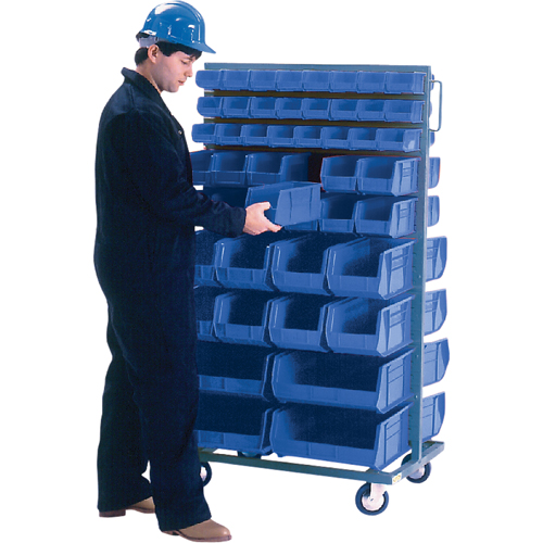 Double-Sided Mobile Bin Rack, Double-sided, 96 bins, 36" W x 24" D x 63" H Les Fournitures Industrielles Méga