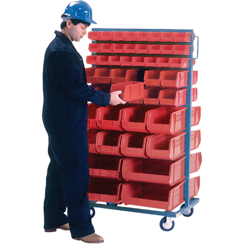 Support mobile deux c&ocirc;t&eacute;s pour bacs, &agrave; deux c&ocirc;t&eacute;s, 96 bacs, 36" la x 24" p x 63" h Les Fournitures Industrielles Méga