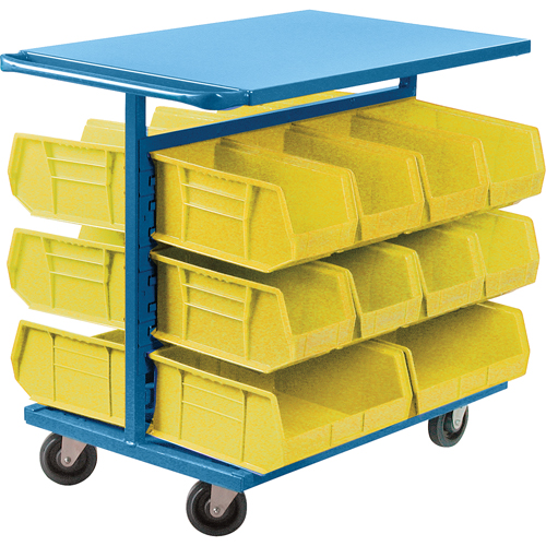 Chariot &agrave; bacs avec bacs, &agrave; deux c&ocirc;t&eacute;s, 20 bacs, 24" la x 38-1/2" p x 36-1/2" h Les Fournitures Industrielles Méga