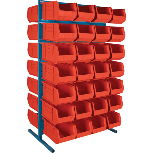 Double-Sided Stationary Bin Rack, 36" W x 24" D x 61" H, 56 Bins Les Fournitures Industrielles Méga