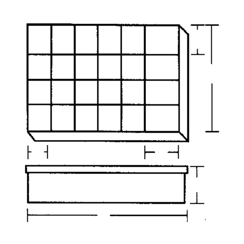 Compartment Case, Plastic, 24 Slots, 18-1/2" W x 13" D x 3" H, Grey Les Fournitures Industrielles Méga