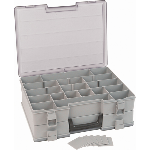 Boîte &agrave; compartiments, Plastique, 48 compartiments, 15-1/2" la x 11-3/4" p, 5" h, Gris Les Fournitures Industrielles Méga