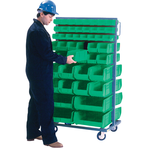 Double-Sided Mobile Bin Rack, Double-sided, 96 bins, 36" W x 24" D x 63" H Les Fournitures Industrielles Méga