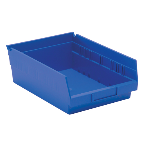 Shelf Bins, 8-3/8" W x 4" H x 11-5/8" D, Blue, 30 lbs. Capacity Les Fournitures Industrielles Méga