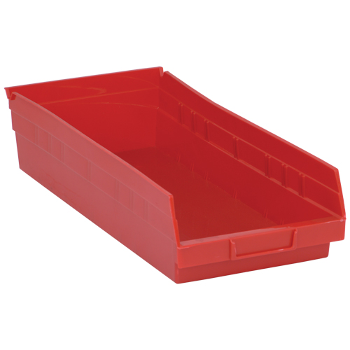 Bacs de rangement pour tablettes, 8-3/8" la x 4" H x 17-7/8" p, Rouge, Capacit&eacute; 40 lb Les Fournitures Industrielles Méga