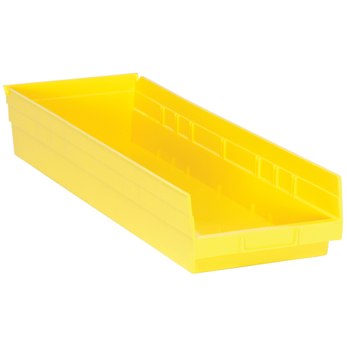 Bacs de rangement pour tablettes, 8-3/8" la x 4" H x 23-5/8" p, Jaune, Capacit&eacute; 50 lb Les Fournitures Industrielles Méga