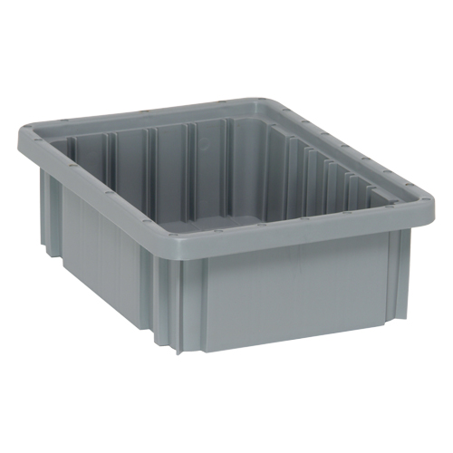 Divider Box&reg; Containers, Plastic, 10.9" W x 8.3" D x 3.5" H, Grey Les Fournitures Industrielles Méga