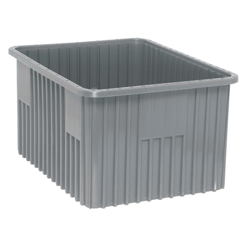 Contenants Divider Box, Plastique, 22,5" la x 17,5" p x 12" h, Gris Les Fournitures Industrielles Méga