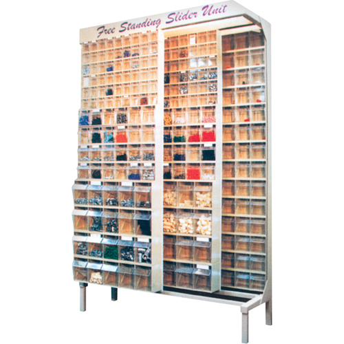 Free Standing Slider System, 48" W x 18" D x 77" H, 56 Bins Les Fournitures Industrielles Méga