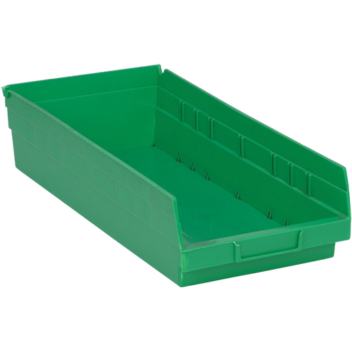 Shelf Bins, 8-1/8" W x 4" H x 17-7/8" D, Green, 40 lbs. Capacity Les Fournitures Industrielles Méga