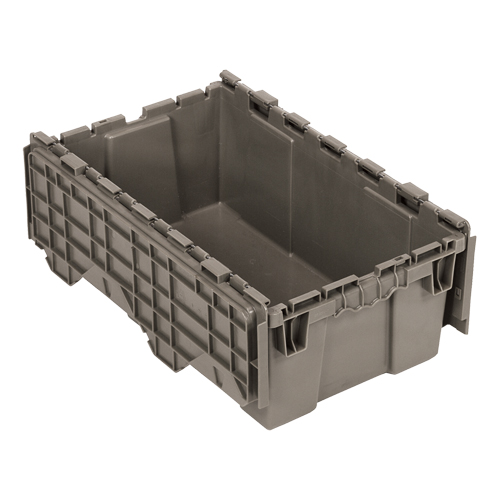 Bac de distribution avec couvercle &agrave; charni&egrave;res, 11-9/16" x 19-5/8' x 7-1/2", Gris Les Fournitures Industrielles Méga