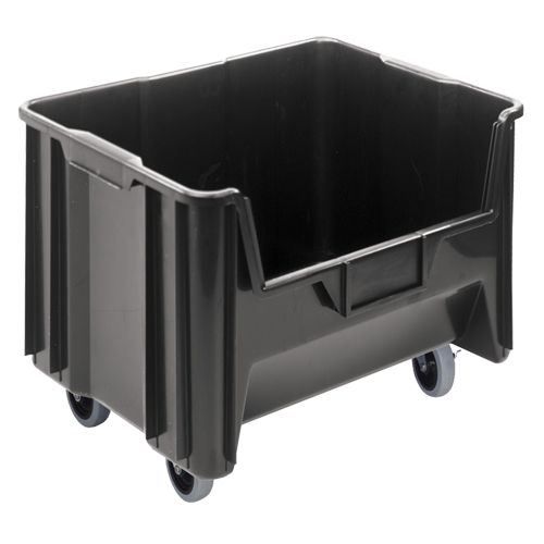 Bac g&eacute;ant mobile empilable, 12-7/16" ha x 19-7/8" la x 15-1/4" p, Capacit&eacute; de 250 lb, Noir Les Fournitures Industrielles Méga