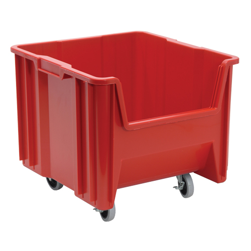 Bac g&eacute;ant mobile empilable, 12-1/2" ha x 16-1/2" la x 17-1/2" p, Capacit&eacute; de 250 lb, Rouge Les Fournitures Industrielles Méga