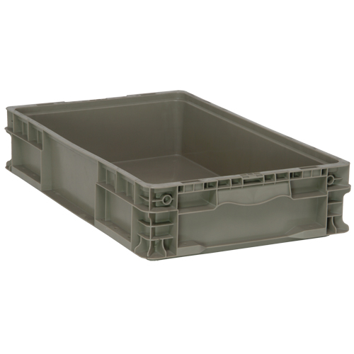 Collapsible Stacking Container, 15" W x 24" D x 5" H, Grey Les Fournitures Industrielles Méga
