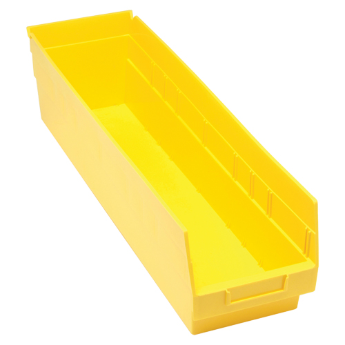 Bacs en plastique pour &eacute;tag&egrave;res Store More, 6-5/8" la x 6" H x 23-5/8" p, Jaune, Capacit&eacute; 90 lb Les Fournitures Industrielles Méga