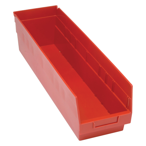 Store More Plastic Shelf Bins, 6-5/8" W x 6" H x 23-5/8" D, Red, 90 lbs. Capacity Les Fournitures Industrielles Méga