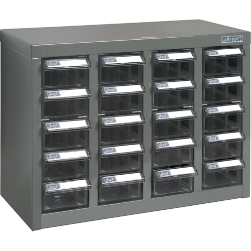 KPC-600 Parts Cabinet, Steel, 20 Drawers, 18-1/3" x 8-2/3" x 13-3/4", Grey Les Fournitures Industrielles Méga