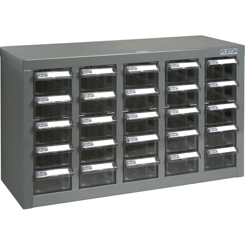 KPC-600 Parts Cabinet, Galvanized Steel, 25 Drawers, 23-1/10" x 8-7/10" x 13-4/5", Grey Les Fournitures Industrielles Méga