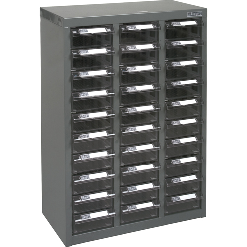 KPC-700 Parts Cabinet, Galvanized Steel, 30 Drawers, 17-1/2" x 8-7/10" x 25-3/10", Grey Les Fournitures Industrielles Méga