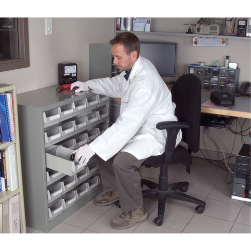 KPC-HD Heavy-Duty Parts Cabinet, Galvanized Steel, 30 Drawers, 34-3/5" x 15-7/10" x 34-3/5", Grey Les Fournitures Industrielles Méga