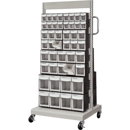 Servante mobile de bacs &agrave; plateaux inclinables, &agrave; deux c&ocirc;t&eacute;s, 92 bacs, 26-1/4" la x 22" p x 57-1/2" h Les Fournitures Industrielles Méga