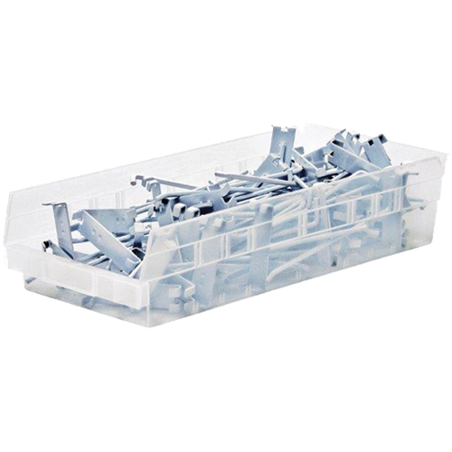 Bacs de rangement pour tablettes, 6-5/8" la x 4" H x 23-5/8" p, Transparent, Capacit&eacute; 50 lb Les Fournitures Industrielles Méga