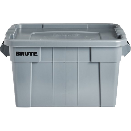 Brute Storage Tote with Lid, 27.88” D x 17.38” W x 15.13” H, 160 lbs. Capacity, Grey Les Fournitures Industrielles Méga