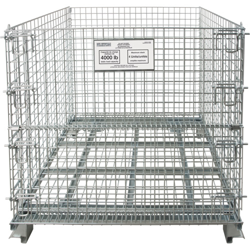 Conteneur repliable en m&eacute;tal grillag&eacute;, 40" la x 48" p x 42" h, Capacit&eacute; de 4000 lb Les Fournitures Industrielles Méga