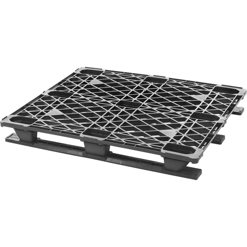 Stackable Plastic Pallet, 4-Way Entry, 48" L x 40" W x 5-3/5" H Les Fournitures Industrielles Méga
