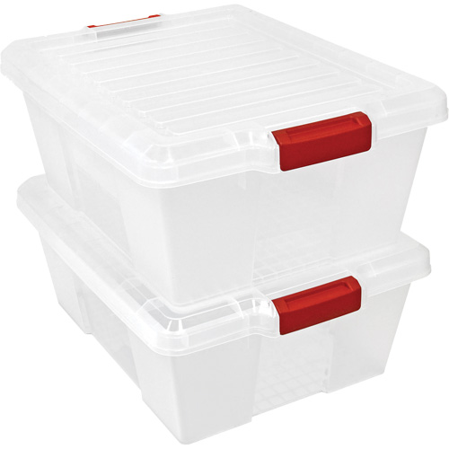 Contenant avec loquets en plastique,  la x 21" p x 7,75" h, Noir Les Fournitures Industrielles Méga