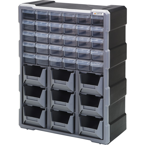 Armoire &agrave; tiroir, Plastique, 39 tiroirs, 15" x 6-1/4" x 18-3/4", Noir Les Fournitures Industrielles Méga
