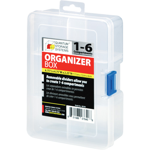 Plastic Compartment Box, 4.75" W x 6.75" D x 2.25" H, 6 Compartments Les Fournitures Industrielles Méga