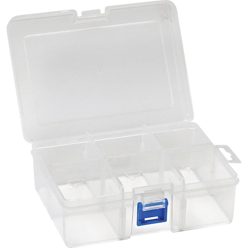 Plastic Compartment Box, 4.75" W x 6.75" D x 2.25" H, 6 Compartments Les Fournitures Industrielles Méga