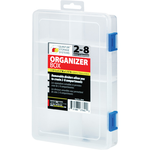 Boîte &agrave; compartiments en plastique, 5,5" la x 7,75" p x 1,75" h, 8 compartiments Les Fournitures Industrielles Méga