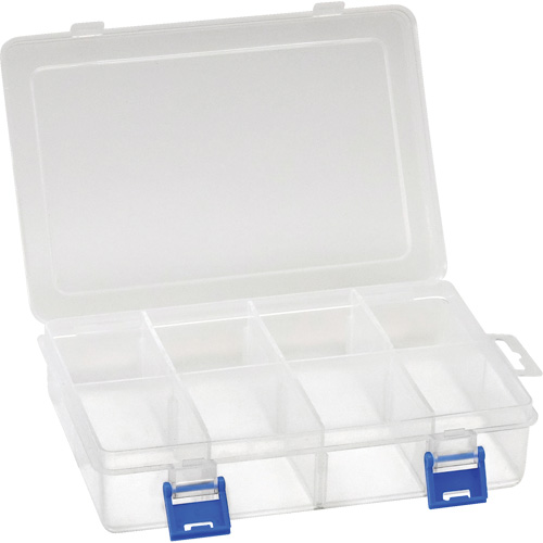 Boîte &agrave; compartiments en plastique, 5,5" la x 7,75" p x 1,75" h, 8 compartiments Les Fournitures Industrielles Méga