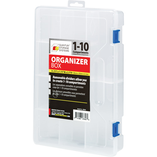 Boîte &agrave; compartiments en plastique, 7,75" la x 11,75" p x 2,2" h, 10 compartiments Les Fournitures Industrielles Méga