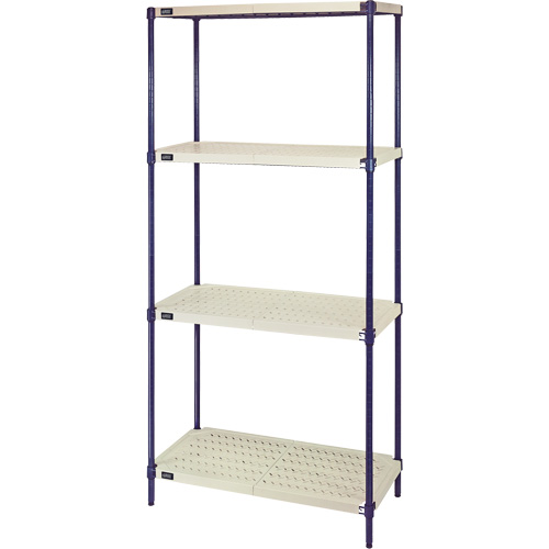 &eacute;tag&egrave;re en fils m&eacute;talliques avec tablettes en plastique, Cadre en fils m&eacute;talliques avec tablettes en plastique, Sans boulons, Capacit&eacute; 600 lb, 30" la x 72" h x 18" p Les Fournitures Industrielles Méga