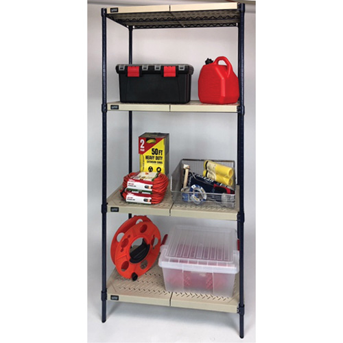 &eacute;tag&egrave;re en fils m&eacute;talliques avec tablettes en plastique, Cadre en fils m&eacute;talliques avec tablettes en plastique, Sans boulons, Capacit&eacute; 600 lb, 30" la x 72" h x 18" p Les Fournitures Industrielles Méga