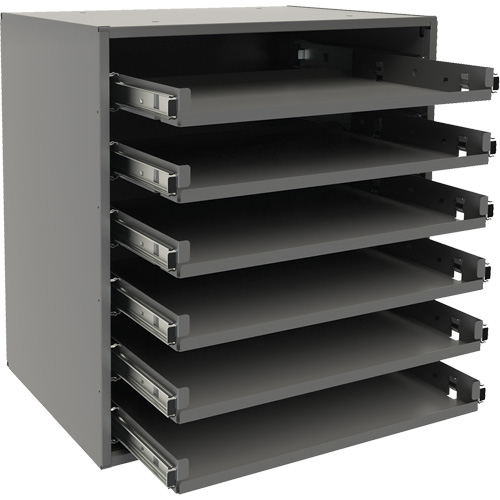 Support de glissi&egrave;re &agrave; petit roulement, Acier, 6 compartiments, 15-9/16" la x 11-7/8" p, 16-3/8" h, Gris Les Fournitures Industrielles Méga