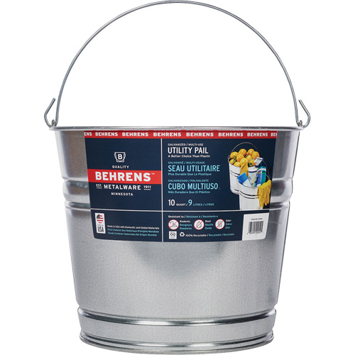 Pail, Galvanized Steel, 9 L Les Fournitures Industrielles Méga