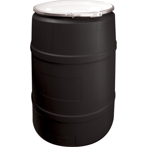 Polyethylene Drums, 55 US gal (45 imp. gal.), Open Top, Black Les Fournitures Industrielles Méga