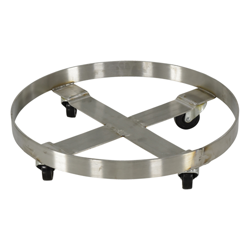 Drum Dollies, Stainless Steel, 800 lbs. Capacity, 23-1/4" Diameter, Rubber Casters Les Fournitures Industrielles Méga