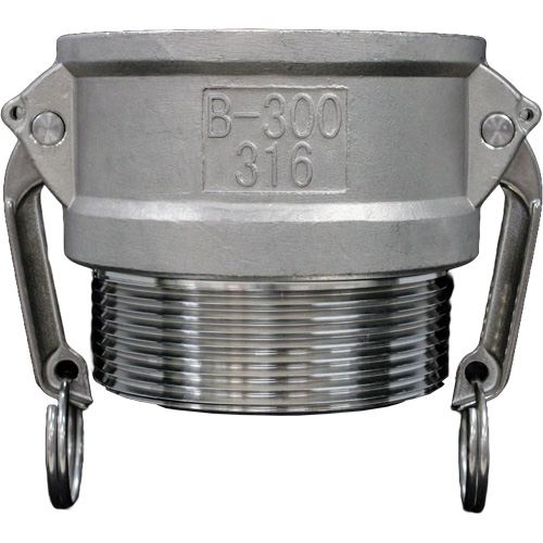 Accouplement &agrave; came et rainure, Acier inoxydable, Type B, 1-1/4", NPT m&acirc;le, 250 PSI Les Fournitures Industrielles Méga