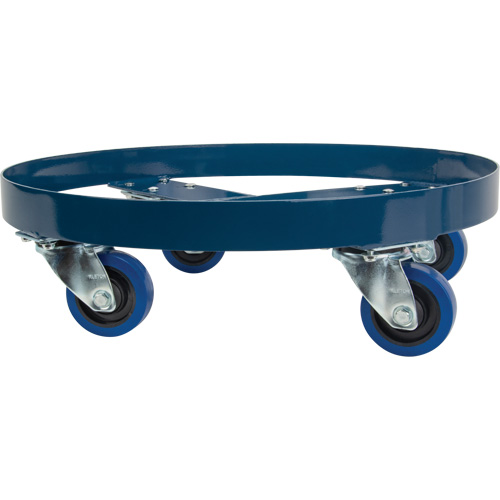 Chariot pour baril, Acier, Capacit&eacute;e 1400 lb, Diam&egrave;tre 24", Roue en &eacute;lastique bleu Les Fournitures Industrielles Méga