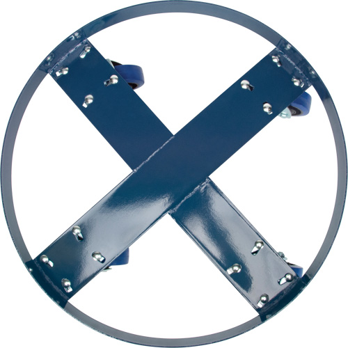 Chariot pour baril, Acier, Capacit&eacute;e 1400 lb, Diam&egrave;tre 24", Roue en &eacute;lastique bleu Les Fournitures Industrielles Méga