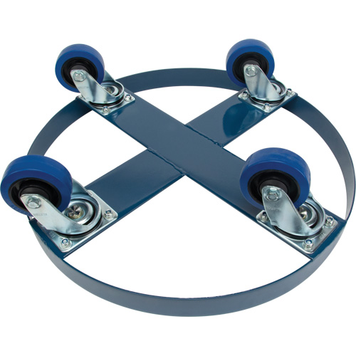 Chariot pour baril, Acier, Capacit&eacute;e 1400 lb, Diam&egrave;tre 24", Roue en &eacute;lastique bleu Les Fournitures Industrielles Méga
