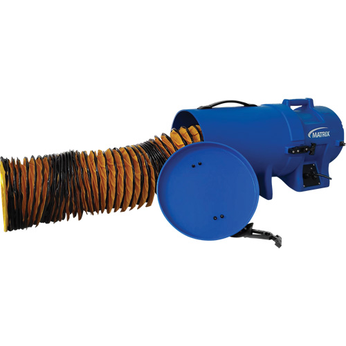 Souffleur &agrave; air 8" avec conduit de 15' et contenant, 1/4 CV, 816 pi³/min Les Fournitures Industrielles Méga