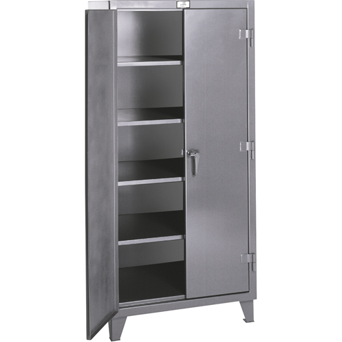 Armoires de rangement Rough & Tough, Acier, 4 Tablettes, 72" h x 48" la x 24" P, Gris Les Fournitures Industrielles Méga