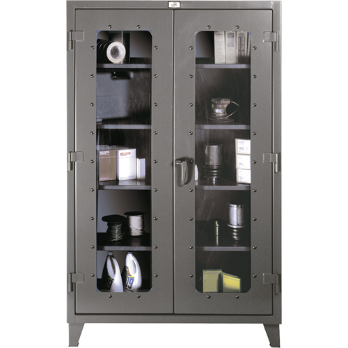 Armoires &agrave; fen&ecirc;tres claires, Acier, 4 Tablettes, 60" h x 48" la x 24" p Les Fournitures Industrielles Méga